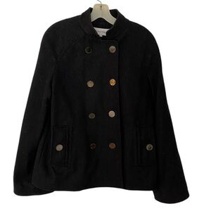 Calvin Klein Charcoal Gray Wool Pea Coat Double Breasted Size 6 EUC